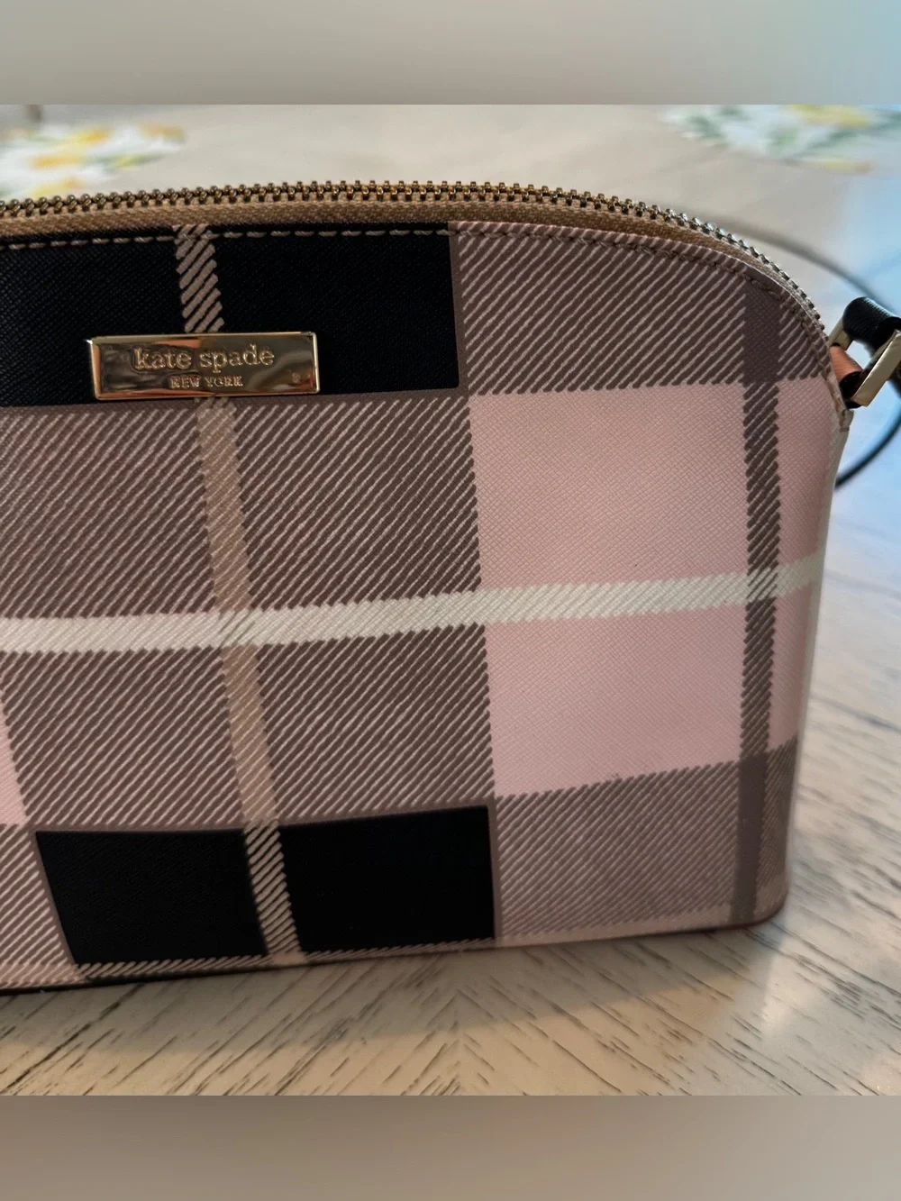 Kate Spade Newbury Lane Pink Plaid Hanna Crossbody Bag